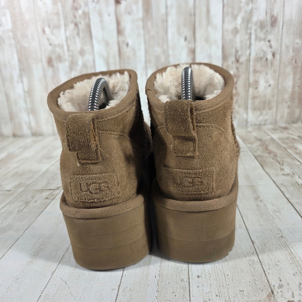UGG Classic Ultra Mini Platform‎ Chestnut Brown Suede Boots 1135092 Womens 8 - Picture 3 of 8